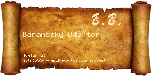 Baranszky Bátor névjegykártya